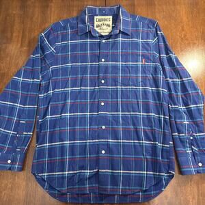 Chubbies In Tents Relaxation Flannel Plaid Long Sleeve Button Up Men's Large